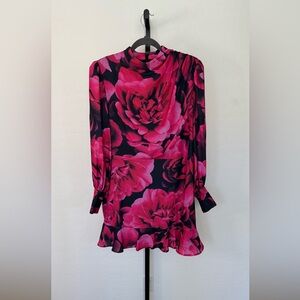 NWOT Express Floral Pink and Black Dress